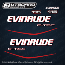 2007-2008 Evinrude 115 hp decal set E-TEC Blue Models. 0215731, 0215732, 0215737, 0215738, 0215666, 0351222, 0351237 