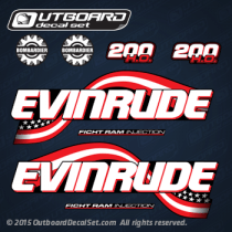 evinrude 2003 2004 2005 200 hp ficht ram injection decal set decals fhl fhx models 0215320 0215319  0215317 0215322 200 HO 0215321