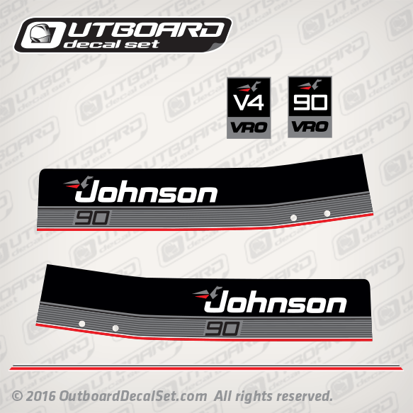 1986 Johnson 90 hp VRO V4 decal set 0396337, 0331856, 0331164, 0395835