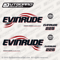 2003-2005 Evinrude 225 Hp Ficht Ram Injection Decals For White Models White Flag Set 0776293 