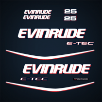 2009-2013 Evinrude 25 hp decal set E-TEC BLUE Models. 0215776, 0215777, 0215876, 0215877, 0215775, 0215805