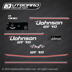 1989 1990 Johnson GT 10 hp decal set 0433109, 0433110, 0433111, 0433203, 0433473, 0432092, 0433537, 0432093