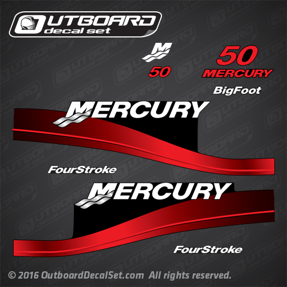 2002-2004 Mercury 50 hp FourStroke BigFoot decal set Red 883525A02