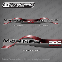 1997 Mariner 200 hp Offshore 2.5 Litre decal set Red