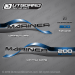 1996-1998 Mariner 200 hp Offshore 2.5 Litre EFI decal set 808563A97, 827328A7, 827328A8