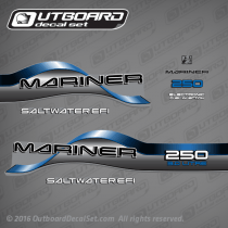 1996-1998 Mariner 250 hp Saltwater efi 3.0 litre decal set blue