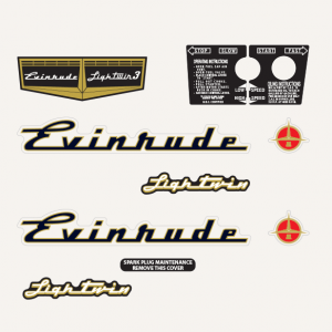 1957 Evinrude 3 hp Lightwin decal set, 0277614, 0277643, 0278549