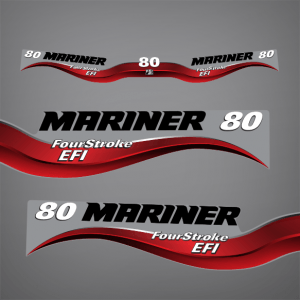 2007-2012 Mariner 80 hp FourStroke EFI decal set Red 898822002