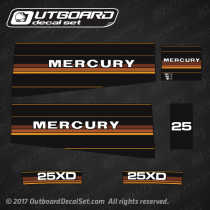 1984-1987 mercury 25 hp XD decal set 43173A84 