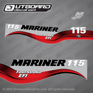 2003 2004 2005 2006 2007 2008 2009 2010 2011 2012 2013 Mariner Outboards 115 hp4-Stroke EFI 881650A03 Decal Set Red - MARINER 4 STROKE EFI 115EFI ELPT 4