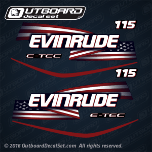 2007-2017 Evinrude 115 hp flag decal set E-TEC Blue Models