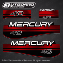 1994 1995 1996 1997 1998 MERCURY Outboards 40 hp decal set Red Design III Oil Window