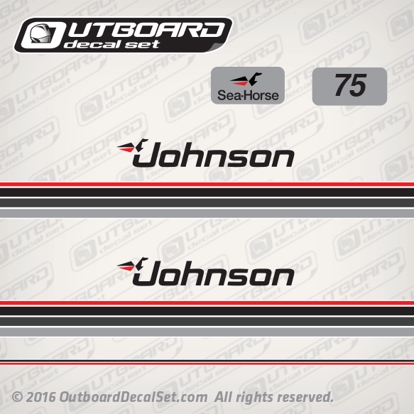 1984 Johnson 75 hp decal set 0393972, 0328908, 0328940, 0393978, 0394195