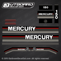 1989 1990 Mercury 150 hp Black Max Outboard Decal Set (Outboards)