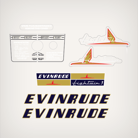 1954 Evinrude 3 hp Lightwin decal set 3012, 3013