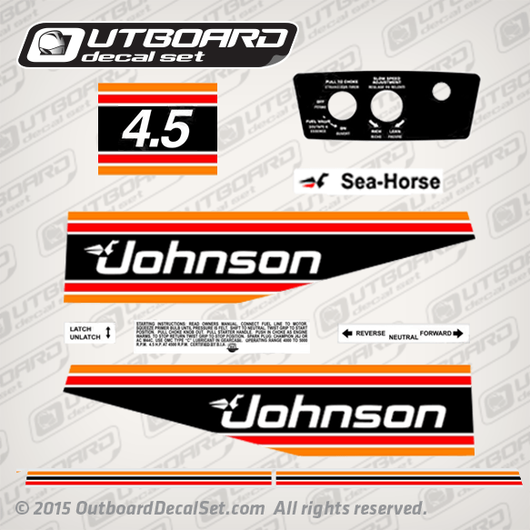 1981 Johnson 4.5 hp decal set 0391315, 0391531, 0391530
