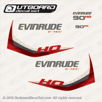 2015 Evinrude 90 hp decal set E-TEC H.O. White Models. 0216418, 0216419, 0216555, 0216553, 0215896