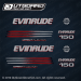  2004-2005 Evinrude 150 hp Direct Injection decal set Blue models. 0215238, 0215270, 0215268, 0215269, 0215555, 0215227, 0215243