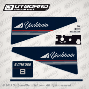 1986 Evinrude 8 hp Yachtwin decal set 0282713, 0282714, 028271, 0282716