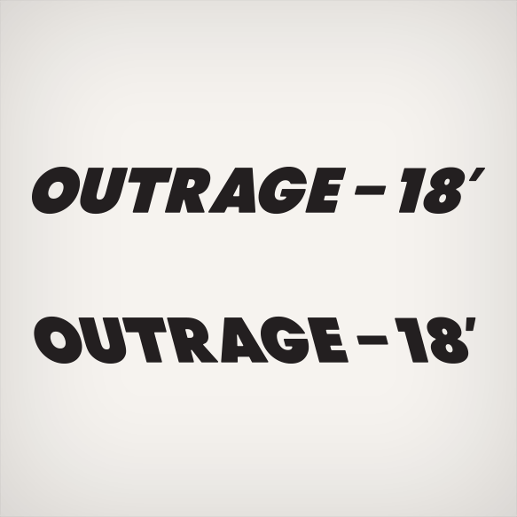 BW- Outrage 18 Decal Set Colors: Black, Navy Blue and more upon request