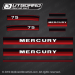 1984 1985 MERCURY 75 hp decal set RED