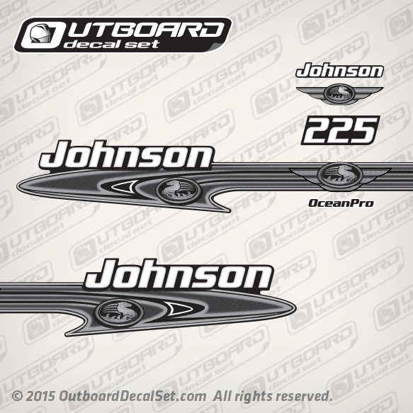 2001 Johnson 225 hp OceanPro decal set 0348690, 0348685, 0348619, 5002048