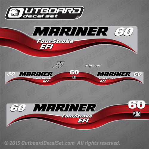 2002 2003 2004 2005 2006 Mariner 60 hp Bigfoot Fourstroke EFI decal set 883534A03