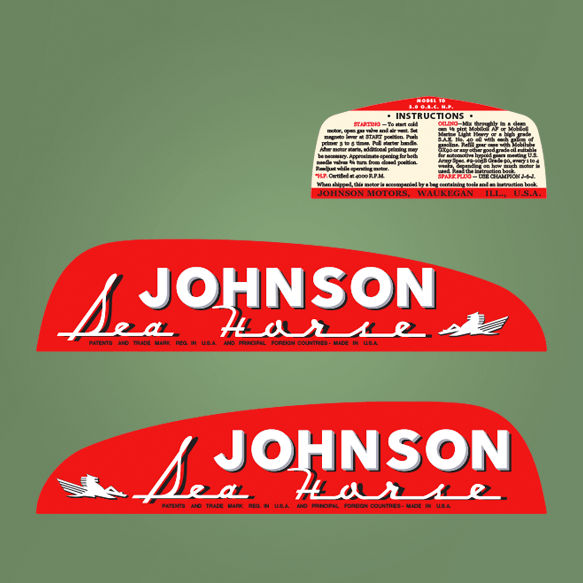 1949-1950 Johnson 5 hp U.S decal set TD-20 TN-25 TN-26