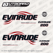2003-2005 Evinrude 200 Hp Ficht Ram Injection Decals For White Models White Flag Set 0776293 