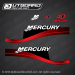 1999-2004 Mercury 40 hp manual decal set 830163A00, 825239T11, 825239T12, 825239T13, 825239T14
