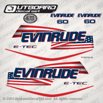 2006 2007 2008 2009 Evinrude 60 hp E-TEC white models stars and stripes decal set,0215545, 0215816, 0215817, 0215882, 0215883, 0215815, 0334435, 0215896, 0215558