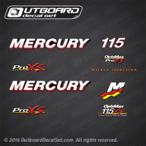 Mercury Racing 115 Optimax Pro Xs decal set