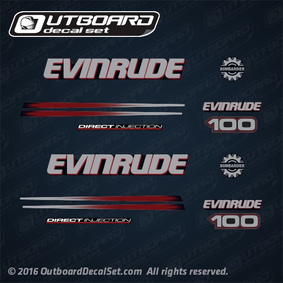 2004-2005 Evinrude 100 hp Direct Injection decal set blue Models. 0215270, 0215245, 0215246, 0215555, 0215243, 0215238, 0215548.