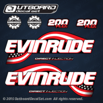 evinrude 2003 2004 2005 200 hp Direct injection decal set decals fhl fhx models 0215320 0215319  0215317 0215322 200 HO 0285624 ENGINE COVER Assy