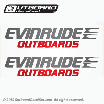 Evinrude Outboard Decals Silver/Red set (Outboards)