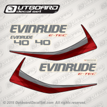 2011, 2012, 2013, 2014 Evinrude 40 hp E-TEC decal set White Models 0216702, 0216654, 0216655, 0216393, 0216483, 0285859, 0215774, 0285812, 0285845