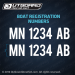 Minnesota MN Boat Registration Numbers - 3" black