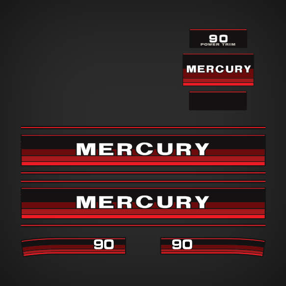 1986, 1987,1988 Mercury 90 hp power trim decal set 13137A87 in Red