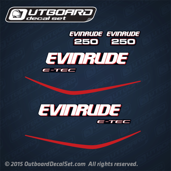 2004-2008 Evinrude 250 hp E-TEC Saltwater Edition Decal Set Blue Models