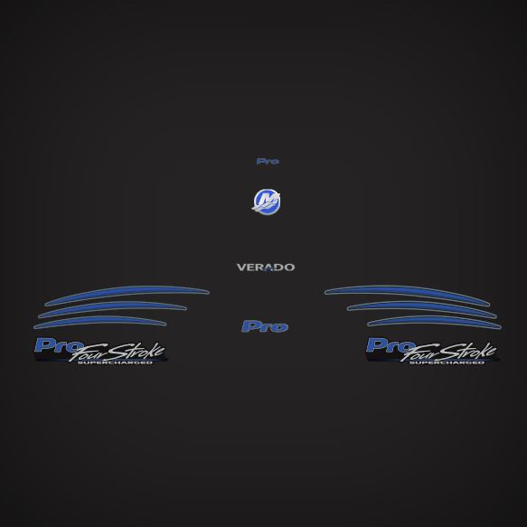 2014 Mercury 200 hp, 250 hp, and 300 hp Verado Pro FourStroke Colored Decals in blue 8M0103041, 8M0043699