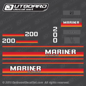 1984-1989 Mariner 200 hp oil injected decal set 44227A84