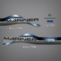 1996-1998 Mariner 135 Hp 2.0 Litre EFI Decal set Blue 824106A96, 850397A97 close-up