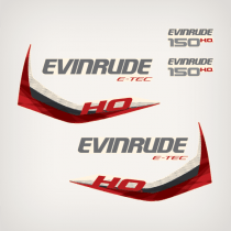 2014 Evinrude 150 h.o. E-TEC decal set White Models 0216443, 0216445, 0216446, 0216472, 0216440, 0215558, 0215774