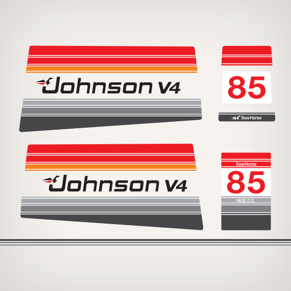 1978 Johnson 85 HP V4 Sea-Horse Outboard Reproduction 15 Pc Marine Vinyl Decals