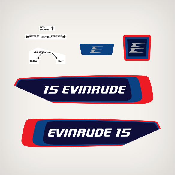 1976 Evinrude 15 hp decal set 0279931, 0207582, 0207583