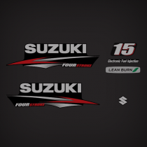 2013 2014 Suzuki 15 Hp Fourstroke Decal Set DFA Models 61443-99J00, 61453-99J00, 68111-89L00, 61435-99J30, 61471-89L00, 61446-89L00