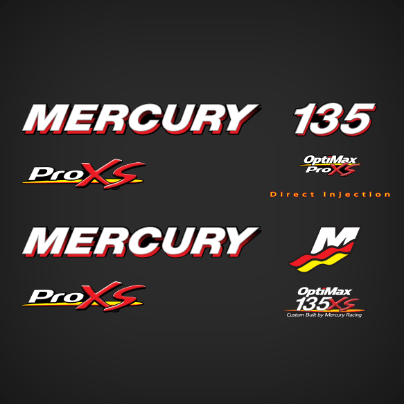 Mercury Racing 135 hp Optimax Pro Xs decal set 