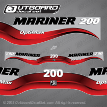2003-2012 Mariner 200 hp optimax decal set Red