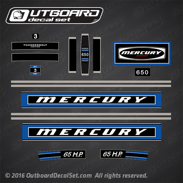1973 Mercury 650 - 65 hp decal set