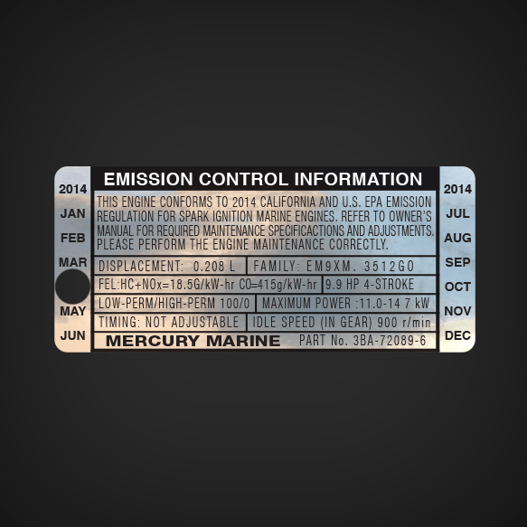 Emission Control Information Decal 3BA-72089-6